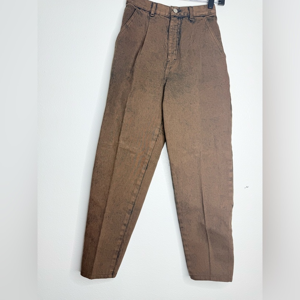 Sundance Vintage Denim Wear High Rise Rust Baggy Jeans Pleated Front Sz 3/4